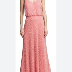 Adrianna Papell Art Deco Long Blouson Dress Prom Gown Bridesmaid Dress sz 10 NWT